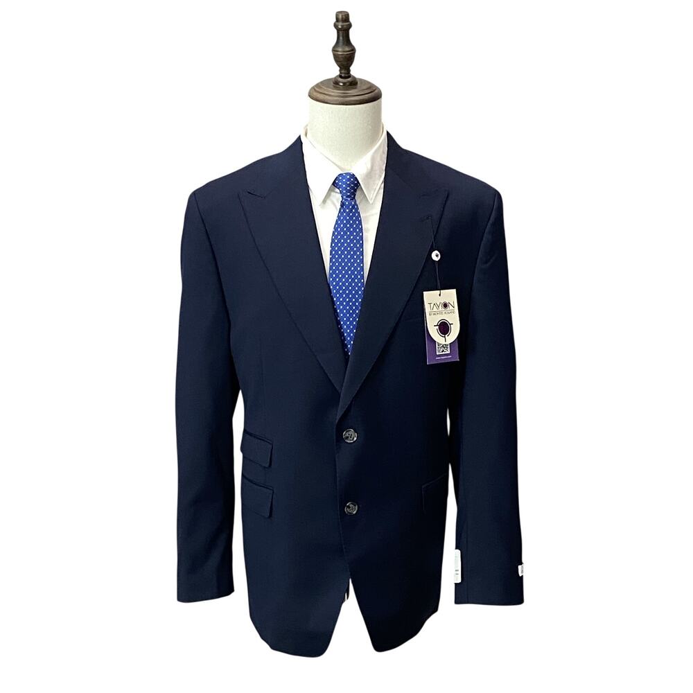 Tayion Suit Jacket Men's 44 Regular Acountour Peak Lapel Navy Blue NWT